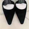 Sexig Lady Casual Designer Fashion Women Shoes Black Suede Pointy Toe Stiletto Stripper High Heels Crystal Rhinestone Slingback Prom Evening Pumps