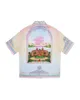 Casablanca Ping Pong Classic Mens Shirts Prairie Green Print Unisex Loose British Silk Shirt Short Sleeve Designer Tees Womens Summer