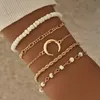 Link Chain Fashion Moon 5-delige set Creatieve retro rijst Bead Bracelet voor vrouwen trendy pols sieraden geschenk fawn22