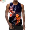 Myth Lucky Fish Graphic Tank Tops For Men 3D Print Sleeveless Carp Leaping Over The Dragon Gate Pattern Top Beach Vest