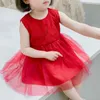 Baby kleding meisjes verjaardag doopprinses jurk voor baby meisjes kinderen jurken voor feest en bruiloft rood groen 0-5Y q0716
