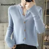 Suéter das Mulheres Snaoutofit, Cardigan de lã de pescoço redondo, base de malha, cor sólida, versão coreana, jaqueta solta, preço especial 210914