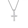 Hip Hop Iced Out Lab Diamond Cross Hanger Ketting Goud Verzilverd Micro Verharde Kubieke Zirkoon Heren Bling Sieraden Gift231E