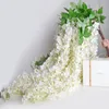 120 sztuk / partia 165 cm Biały Sztuczny Jedwab Hortensja Kwiat Wisteria Willing Garland Wiszące Ornament Do Garden Home Wedding Decor