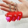 Couple Heart Keychain Pendant Love Peach Heart PVC Key Chain Bag Decoration Keyring Valentine's Day Gifts