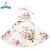 Flofallzique bloem meisje jurk vintage rose bloemen print 2020 zomer prinses bruiloft kinderkleding maat 1-8Y q0716