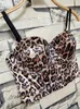 Women Sexy Leopard Print Velvet Short Bustier Crop Tops Outside Wearing Sleeveless High Waist Corset Camis K487 210527