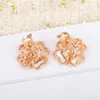 Brand Pure 925 Sterling Silver Jewelry Women Rose Gold Cherry Flower Earrings Luck Clover Design Wedding Party Mother Of Pearls