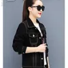 Casual Denim Jacket Women Blue Black Autumn Wear Long Sleeve Female Slim Short Coat Womens s and Coats 211014