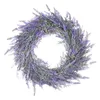 Decorative Flowers & Wreaths T84E 18" Artificial Lavender Wreath Fake Flower For Front Door Farmhouse Summer Hanging Wall Window
