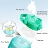 Quifit 2L 64oz 3,8L 128oz garrafa de água motivacional com tempo marcador flip-flop BPA portátil portátil esportes carrinho ginásio jarro 210907