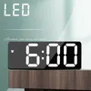 LED Mirror Acrylic Screen Alarm Clock Creative Digital Clocks Voice Control Snooze Time Date Temperature Display Rectangle/Round Style