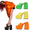 Super High-heel Rome Platform Slippers Sandals Women Thick Soles Chunky heel Leasther Shoes Ladies Summer Multicolor Runway Mules Shoes