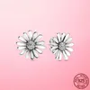 925 Sterling Silber Gänseblümchen Blume Stammbaum Hoop U Herz Ohrstecker für Frauen Schmuck Verlobungsfeier