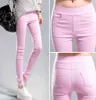 Cukierki Kolor Damski Stretch Spodnie Ołówkowe Dla Kobiet Elastyczna Wysoka Talia Skinny Legginsy Femme Zielone Różowe Białe Szary Purpurowe Legginsy 211115