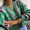 Donna Autunno Inverno New Loose lavorato a maglia Cardiagn Casual con scollo a V Maglione a maniche lunghe Cappotto femminile Chic Capispalla all'uncinetto