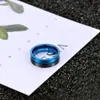 Anello da uomo in titanio moda blu e nero da 7 mm Fedi nuziali lucide Anelli di fidanzamento Regali di Natale Bague Homme