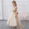 Vloer jurk tiener bruidsmeisje jurk kinderen kleding voor meisjes kinderen retro kant prinses kleding meisje party bruiloft vestidos q0716