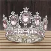 Baroque Blue Crystal Tiaras Wedding Crown for Queen Round Diadem Pageant Headdress Bride Hair Jewelry Accessories X0726