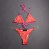 Bikini a catena con lettere di marca Set di costumi da bagno da donna con ricamo di lusso Personalità creativa Designer femminile Set da due pezzi