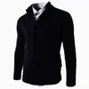 Plus Taille M-4XL Couleur Solide Cardigan Pull Hommes Automne Hiver Vestes tricotées Manteau Col Montant Chaud Épais Pull Homme 211221