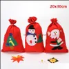 Decorazioni Festive Party Home Garden Supplies Dstring Christmas Bag Red Xmas Toy Tree Stocking Pupazzo di neve Fiocco di neve Candy Gift Holders Dda61