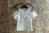 Girls Clothe Set White Shoulder Off Lace Shirt with Red Straped Shorts Clothing Set & Necklace Cute Outfits for Baby Girl G220310