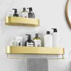 Aluminium Badrumshylla Borstat Guld Shampoo Hylla Väggmonterad Kosmetiska hyllor Storage Rack Badrum Accessorie 210724