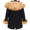 Kvinnors Fur Faux 2021 Maomaokong Kvinnor Vinter Real Collar Wild Park Raccoon Lining Jacket Long Coat Kläder