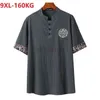 Stor storlek 9xl 160kg sommar kinesisk stil linne bomull män t-shirt kort ärm hem avslappnad vintage tang kostym tees mferlier g1229
