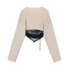 Camisolas colhidas das mulheres outono inverno de manga longa tricô Sweater Casual Femme Design Chic Pullover High Street Lady Tops 210922