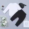 Newborn Baby Boys Outfits Bebe Comper Suit 3 ШТ. Шляп Ремешок Печать Симпатичный Лук Детская Ромпер Топ + Длинные Длина Брюки Малыша Наборы 0-12 м G1023