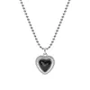 Silvology 925 Sterling Silver Black Agate Heart Necklace Round Bead Chain Elegant Pendant Necklace For Women Fashionable Jewelry Q0531