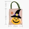Party Cartoon Fabric Bag Gift Wrap Pumpkin Skull Witch Cat Tote Ghost Festival Trick Or Treat Dress Up Props Halloween Children Linen Candy Bags YL0070