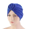 Cotton Muslim Donut turban hat Women's knotted Flower Hat Indian Beanie Bonnet Hooded Hat Hijab Headband Solid Turbanet Chemo Cap