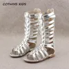 CCTWINS Kids Lean Baby Girl Knee High Gladiator Sandal Kid Fashion Мягкие плоские Детские Пляж Золотой Обувь Малыш BG063 210312