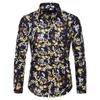 Chemises décontractées pour hommes Automne d'automne d'automne Mode Mlim Slim Shirt Bouton Bouton Fleur Fleur imprimée Beau haut de gamme