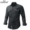 UAICESTAR Brand 100% Cotton Slim Men Shirts Spring Single Breasted Cargo Autumn Fashion Casual 's 210809