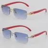 Rimless trä med c dekoration vintage solglasögon färg trä adumbral UV400 lins online sommarlov skyddade torget solglasögon för män eller kvinna storlek: 56-18-140