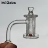 Quartz spinner banger seti sigara içme aksesuarları eğimli kenar ve derin oyma desen 1 cam terp incilerle 1 karbonhidrat kapağı 1 cam koni su borusu bonglar için