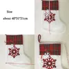 Large Fluffy Santa Socks Christmas Pet Dog Plaid Paw Stocking Hanging Fireplace Xmas Tree Christma Decoration 08