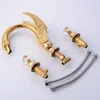 Luxury Soild Brass Gold Faucet Badrum Golden Swan -kran