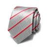 Luxury Sliver Striped Tie För Män 7 cm Bröllop Business Märke Design Fashion Dress Suit Silk Polyester Slips med presentförpackning