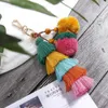 Moda Candy Color Pompoms Tassel Keychain Fur Ball Chaveiro Pompom Fluffy Bag Acessórios Keyring