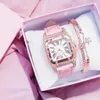 Wristwatches Women Diamond Watch Starry Luxury Bracelet Set Watches Ladies Casual Leather Band Quartz Wristwatch Female Clock Zegarek Damski