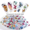 10pcs Holographic Butterfly Foil Nail Art Sticker Summer Colorful Adhesive Paper Manicure Tips Nail Art Decorations GL8102