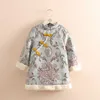 Girls Winter Cheongsam Year 2-10 Years Embroidery Plus Velvet Ethnic Chinese Tang Style Thickening Kids Baby Girl Dress 210701