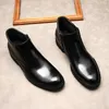 Büyük Boy EUR45 Kış Siyah Erkek Ayak Bileği Çizmeler Hakiki Deri Çizmeler Erkek Ofis Ayakkabı