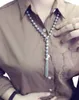 Реальные культурные пресноводные серые длинные жемчужные ожерелье женщины, классические кисточка натуральные девушки годовщины подарок 220217