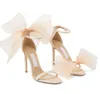 Wedding Shoes -- Aveline Bow-embellished Sandals Shoes Azia Strappy Women High Heels Exquisite Evening Lady Summer Pumps With Box.EU35-43